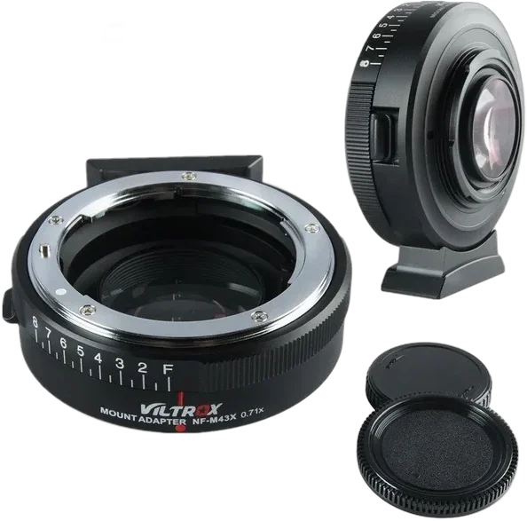 Переходник Viltrox NF-M43X Speed Booster 0.71x (Nikon на M4/3 Mount с ручной регулировкой диафрагммы)