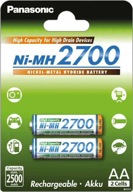 Аккумуляторы AA Panasonic NiMH 2700 mA 2шт