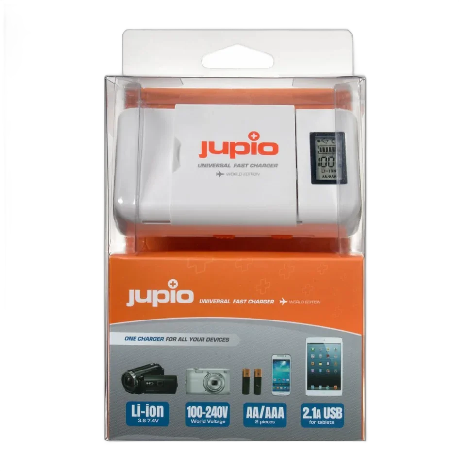 Универсальное ЗУ Jupio с дисплеем для зарядки Li-ion + AA / AAA + 2.1 Ah USB