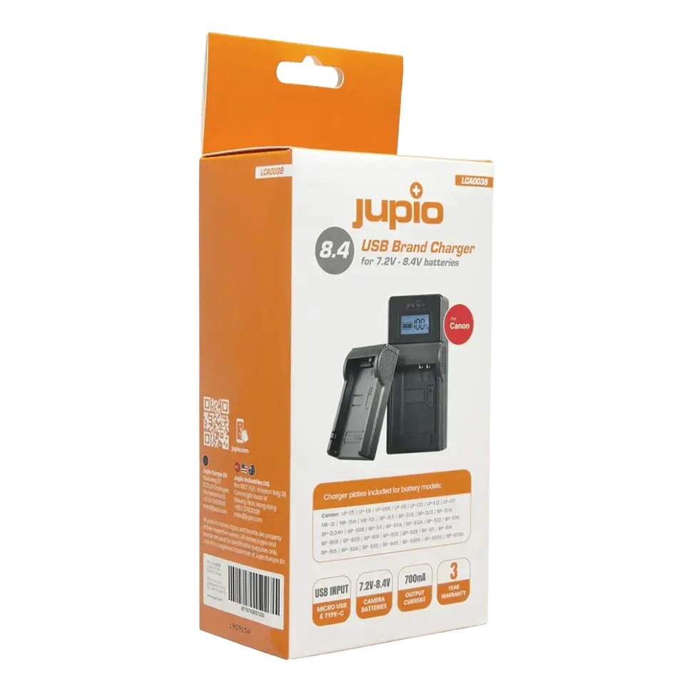 Зарядное устройство Jupio USB Brand Charger for Canon 7.2V-8.4V batteries