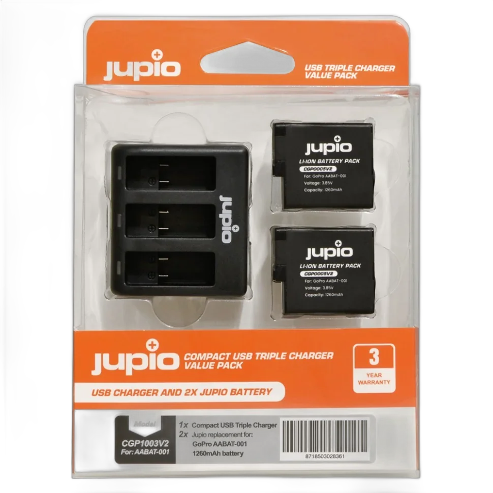 Набор Jupio для GoPro HERO5/6/7 AABAT-001 2x Battery + Compact USB Triple Charger