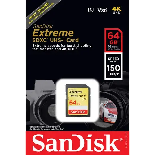 Карта памяти SanDisk 64GB Extreme SDXC UHS-I 150 MB/s