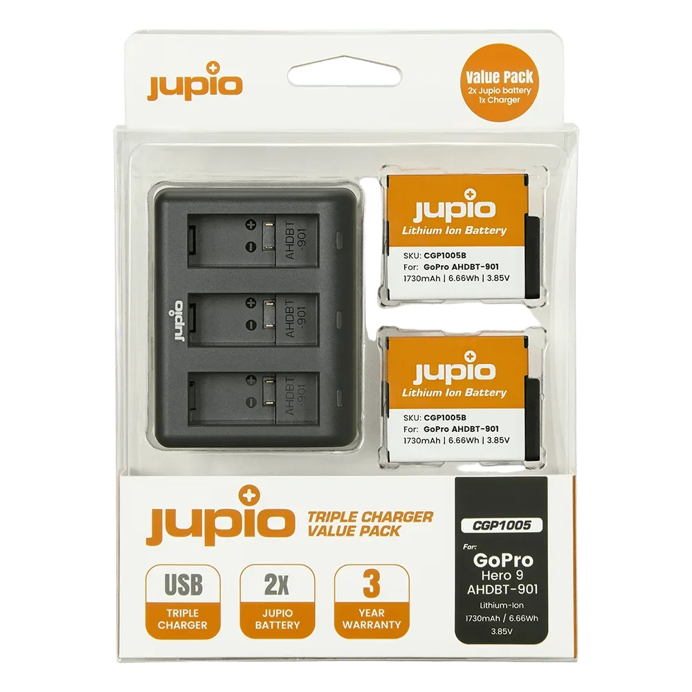 Зарядное устройство Jupio Value Pack: 2x Battery GoPro HERO 9/10/11/12