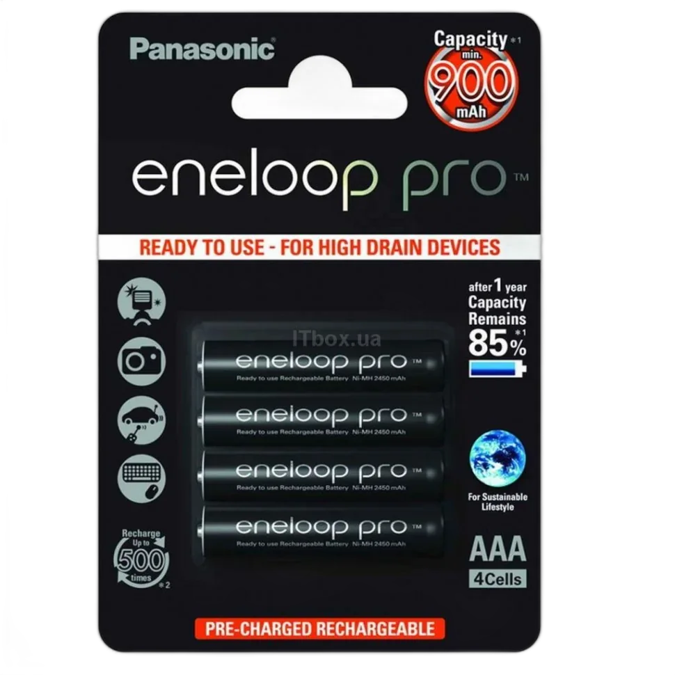 Аккумуляторы Panasonic AAA Eneloop Pro 930mAh (BK-4HCCE) 4шт