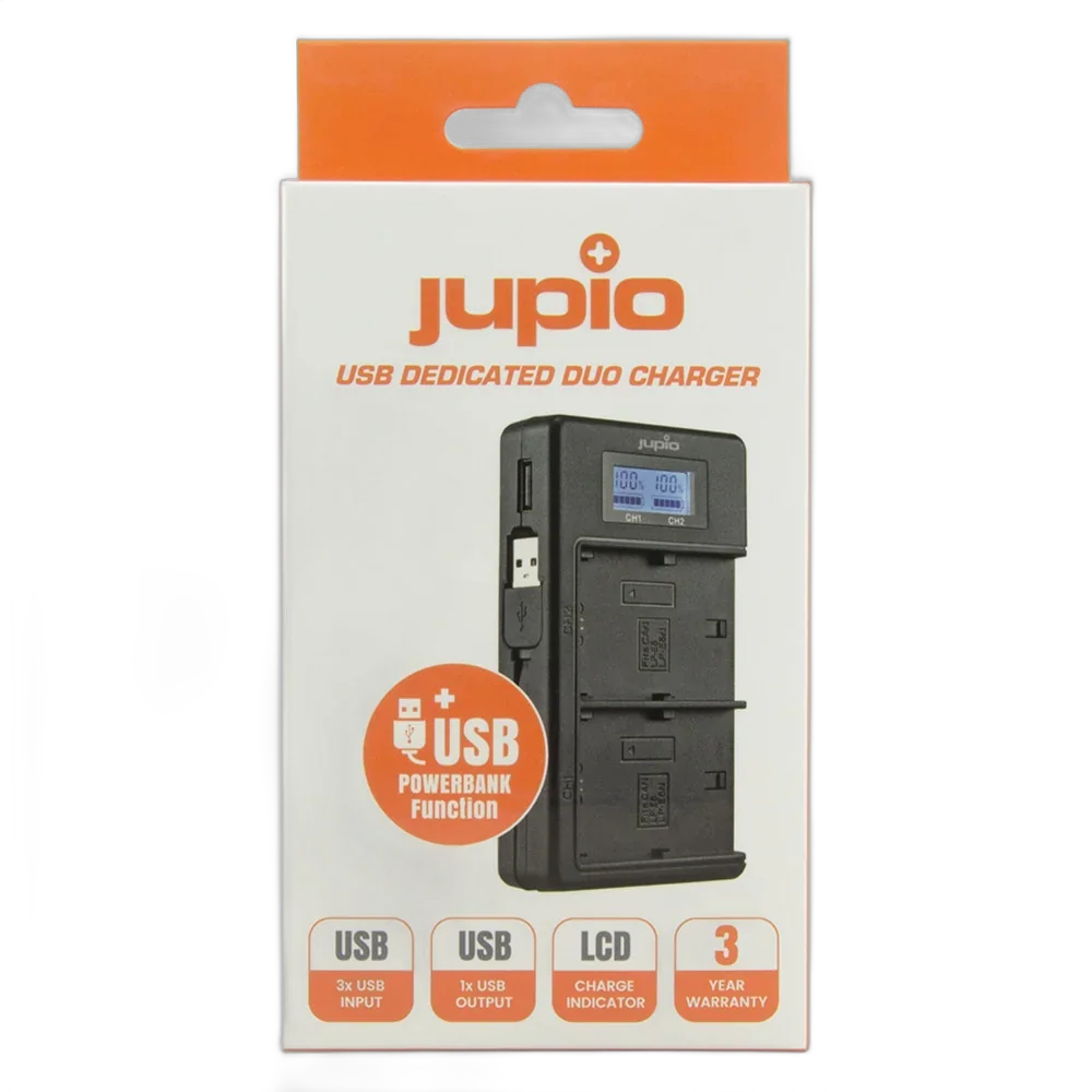 Двойное зарядное устройство Jupio USB Dedicated Duo Charger LCD для Sony NP-FZ100