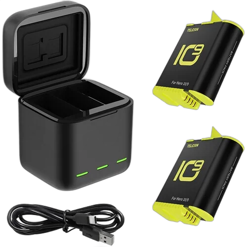 Зарядное устройство + 2 аккумулятора TELESIN GP-BNC-901-B 2 Batteries + Charger Box Kit for GoPro HERO12/11/10/9