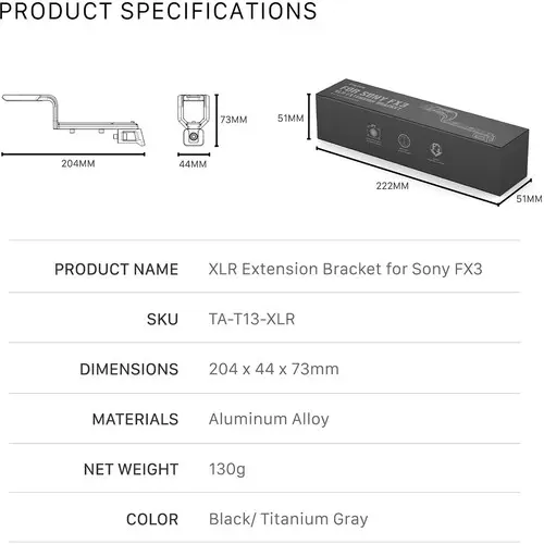Крепление Tilta XLR Extension Bracket для Sony FX3 TA-T13-XLR-B