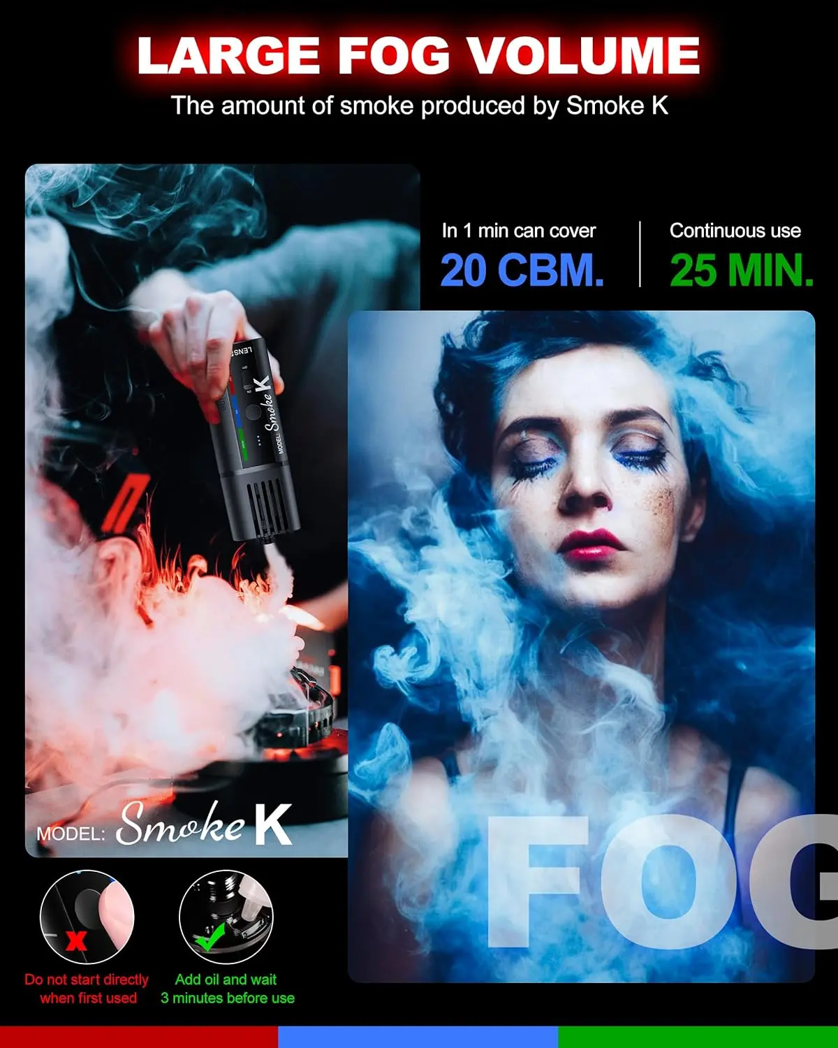 Портативный генератор дыма LENSGO Fog Machine Smoke K