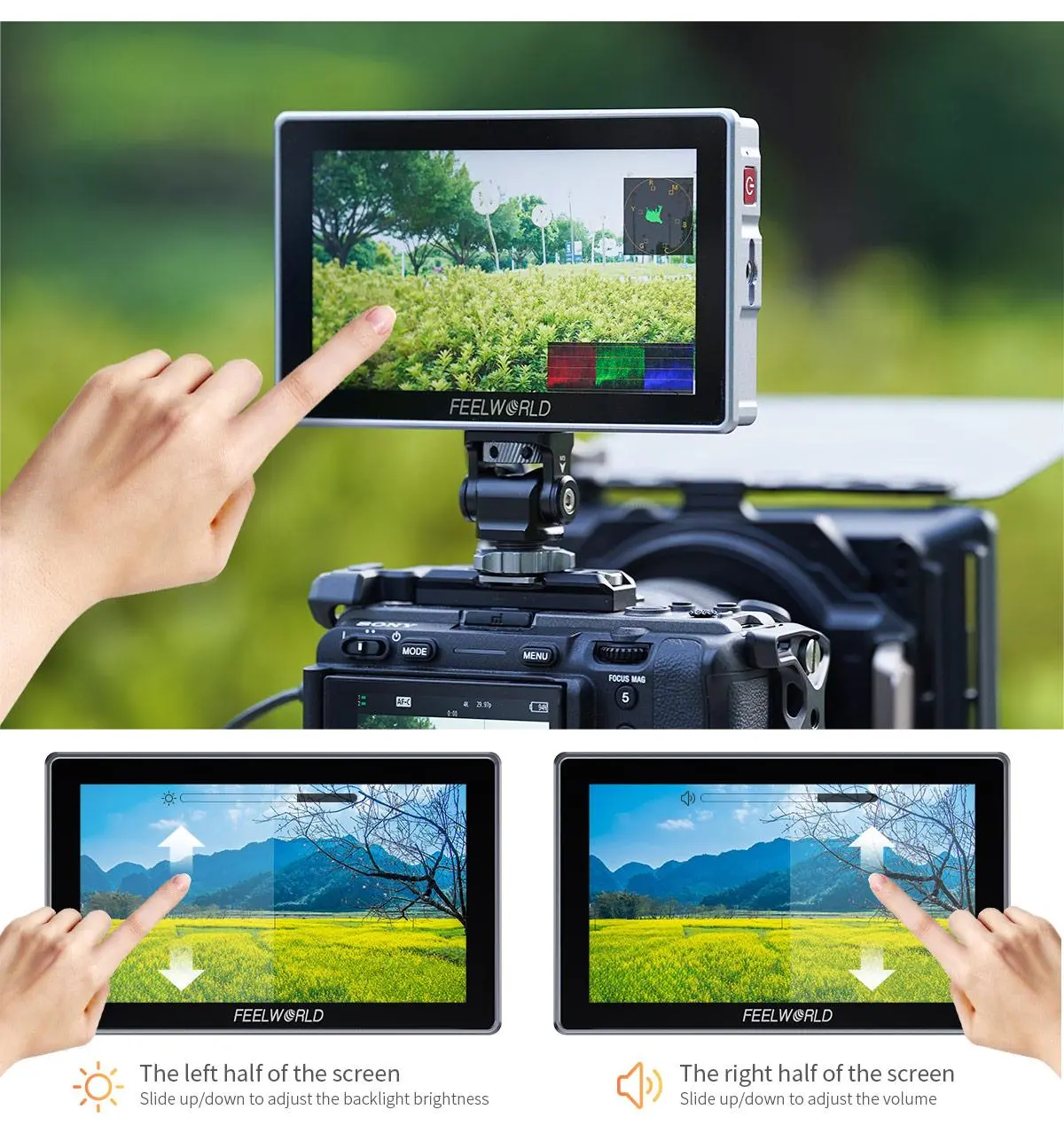 Монитор FeelWorld H5 5.5 Ultra High Bright 1200nit 12G SDI/HDMI 2.0 Touchscreen