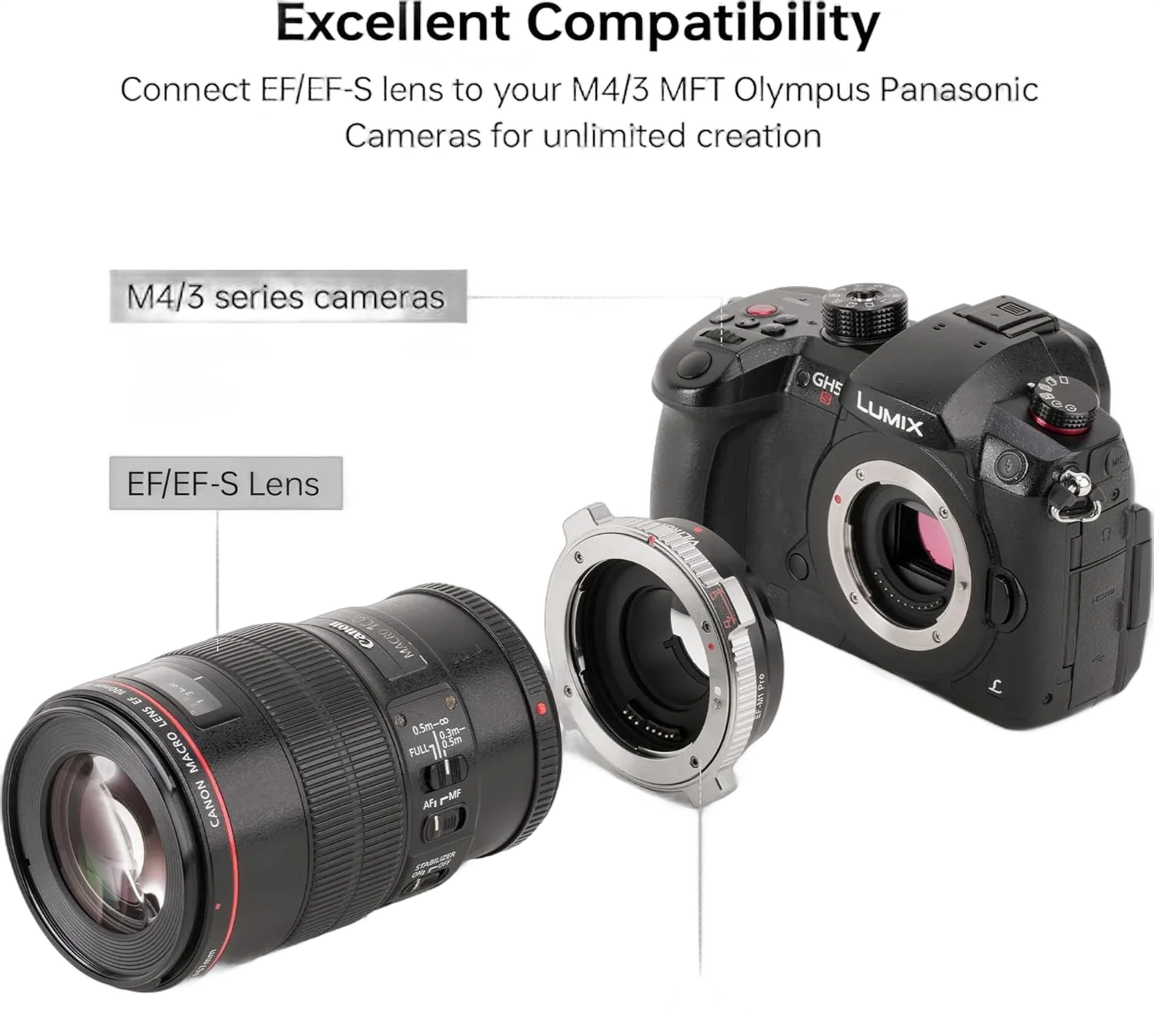 Переходник c автофокусом Viltrox EF-M1 Pro (Canon EF на M4/3 Mount)