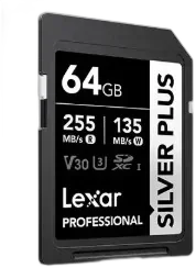 Карта памяти Lexar 64GB Professional SILVER PLUS UHS-I 255 MB/s